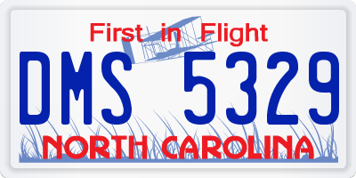 NC license plate DMS5329