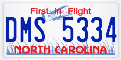 NC license plate DMS5334