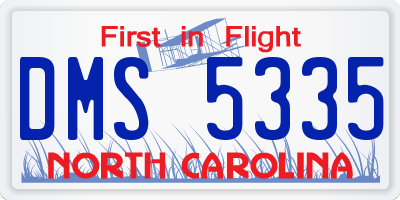 NC license plate DMS5335