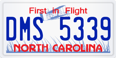 NC license plate DMS5339