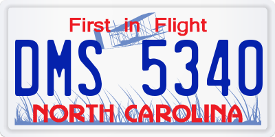 NC license plate DMS5340