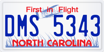 NC license plate DMS5343