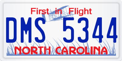 NC license plate DMS5344