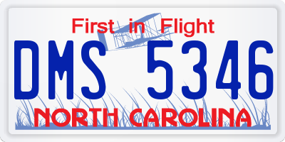 NC license plate DMS5346