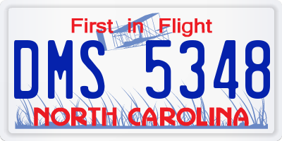 NC license plate DMS5348