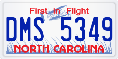 NC license plate DMS5349