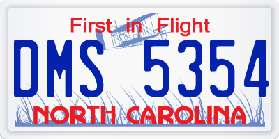 NC license plate DMS5354