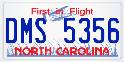 NC license plate DMS5356