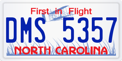 NC license plate DMS5357