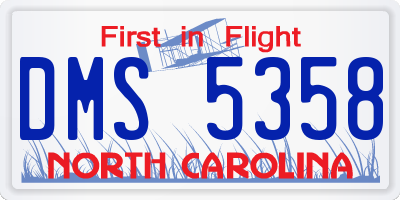 NC license plate DMS5358