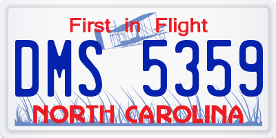 NC license plate DMS5359