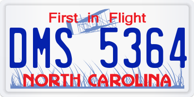 NC license plate DMS5364