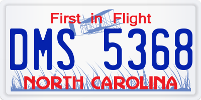 NC license plate DMS5368