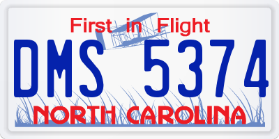 NC license plate DMS5374