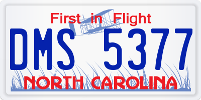 NC license plate DMS5377