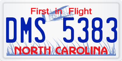 NC license plate DMS5383