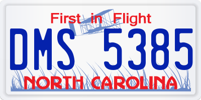 NC license plate DMS5385