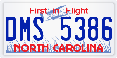 NC license plate DMS5386