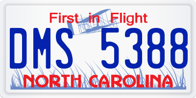 NC license plate DMS5388