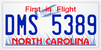 NC license plate DMS5389