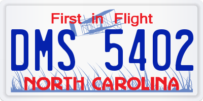 NC license plate DMS5402