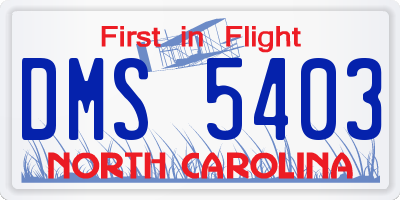 NC license plate DMS5403