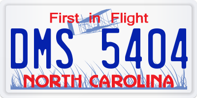 NC license plate DMS5404