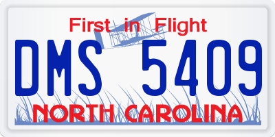 NC license plate DMS5409