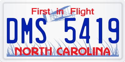 NC license plate DMS5419