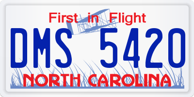 NC license plate DMS5420