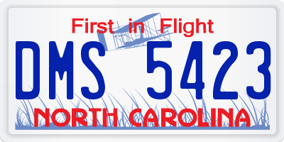 NC license plate DMS5423