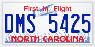 NC license plate DMS5425