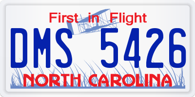 NC license plate DMS5426