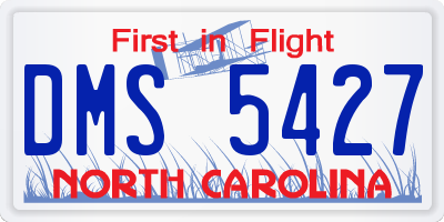 NC license plate DMS5427