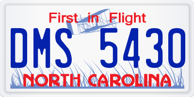 NC license plate DMS5430