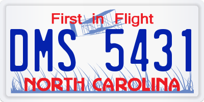 NC license plate DMS5431