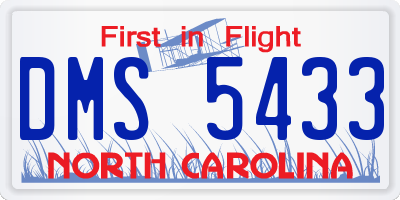 NC license plate DMS5433