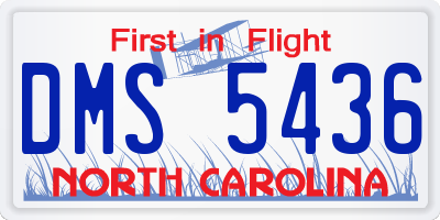 NC license plate DMS5436