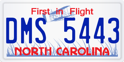 NC license plate DMS5443