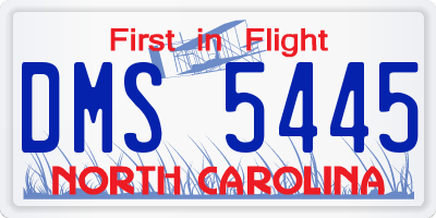 NC license plate DMS5445