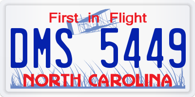 NC license plate DMS5449