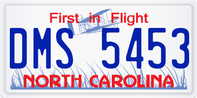 NC license plate DMS5453