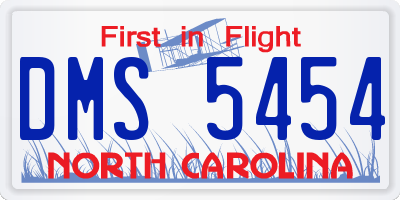 NC license plate DMS5454