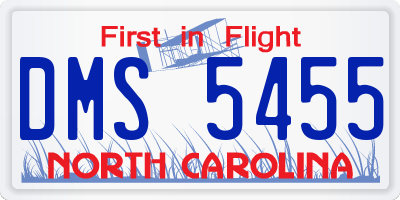 NC license plate DMS5455