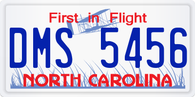 NC license plate DMS5456