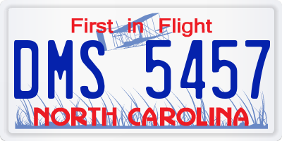 NC license plate DMS5457