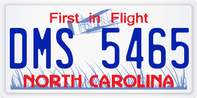 NC license plate DMS5465