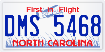 NC license plate DMS5468