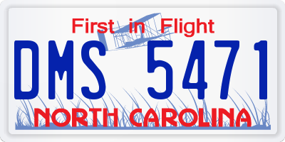 NC license plate DMS5471