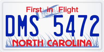 NC license plate DMS5472